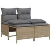 vidaXL 4-delige Loungeset met kussens poly rattan beige