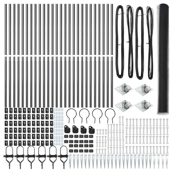 vidaXL Afrasteringspaal Grijs 50 x 1,5 m (25 mm gaas) Staal en PVC