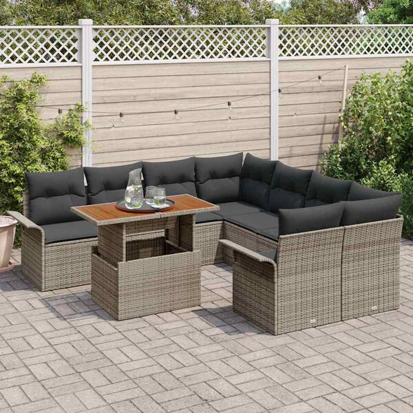 vidaXL Tuin Sofa Set met kussen Grijs