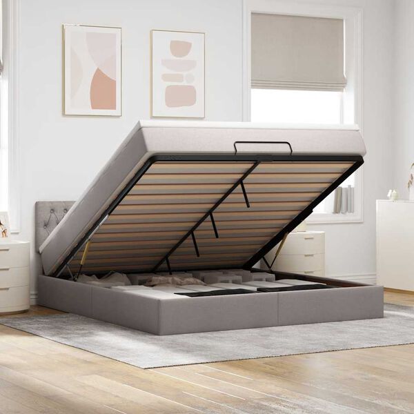 vidaXL Ottoman bed met matras en LED's 160x200cm stof taupe