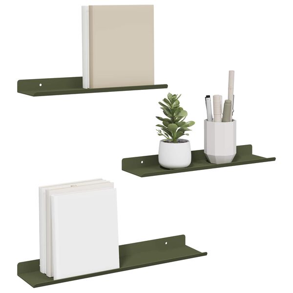 vidaXL Drijvende plank 3 pcs Olijf Groen 40 x 9 x 2,5 cm Staal