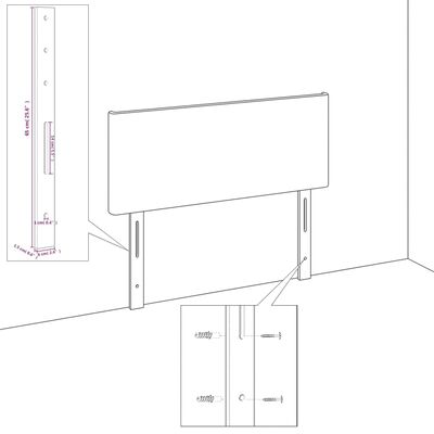 vidaXL Hoofdbord met randen 103x23x118/128 cm fluweel zwart