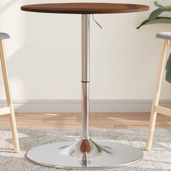 vidaXL Bartafel &Oslash; 60x89,5 cm massief eikenhout donkerbruin