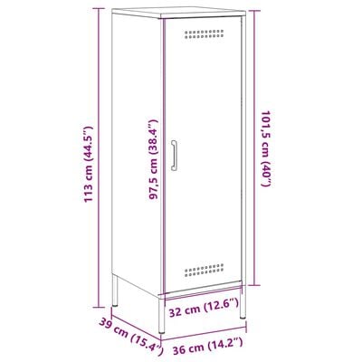 vidaXL Hoge kast 36x39x113 cm staal olijfgroen