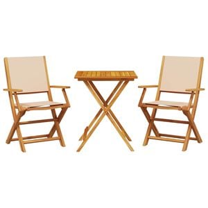 vidaXL 3-delige Bistroset stof en massief hout beige