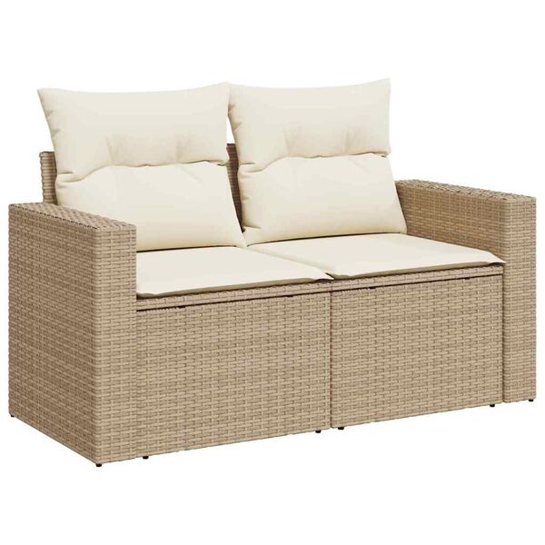 vidaXL Tuinbankenset 9 pcs Beige poly rattan