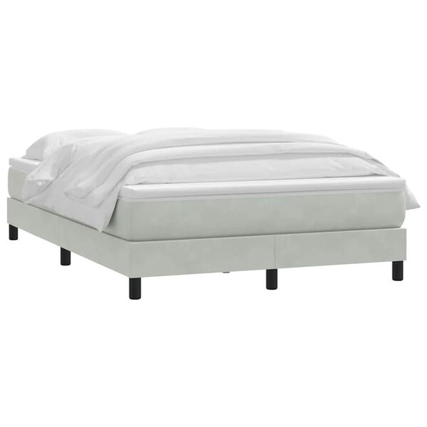 vidaXL Boxspring met matras fluweel lichtgrijs 160x220 cm