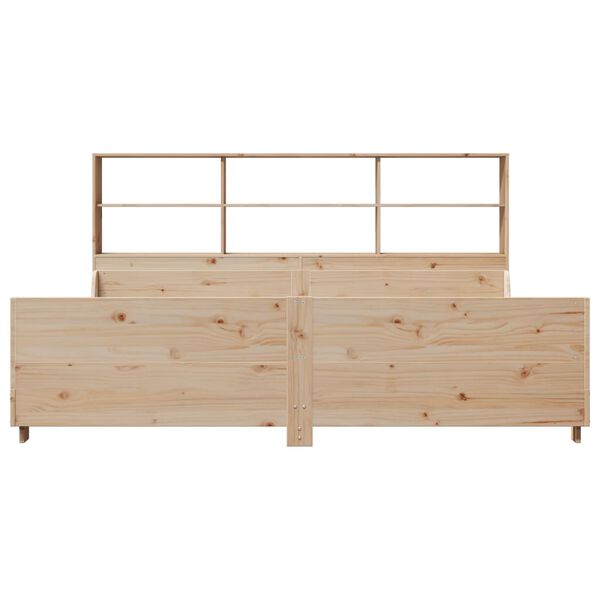 vidaXL Bed met boekenkast zonder matras massief hout 180x200 cm