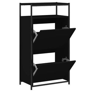 vidaXL Schoenenkast 60x34x112 cm bewerkt hout zwart