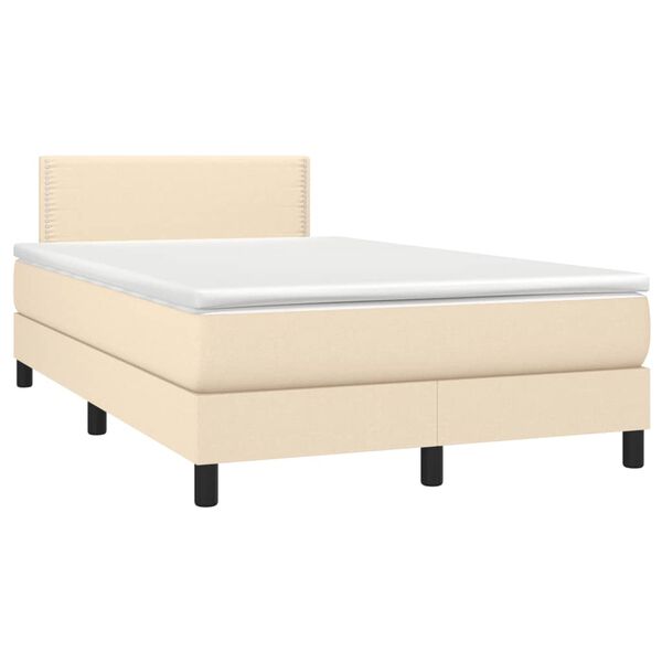 vidaXL Boxspring met matras en LED stof cr&egrave;mekleurig 120x190 cm