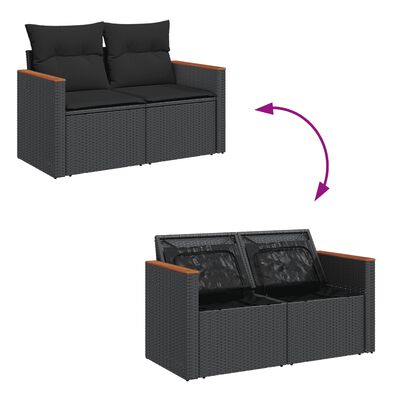 vidaXL 11-delige Loungeset met kussens poly rattan zwart