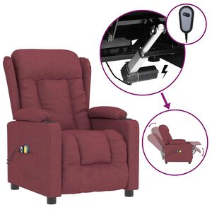vidaXL Massagestoel elektrisch stof wijnrood