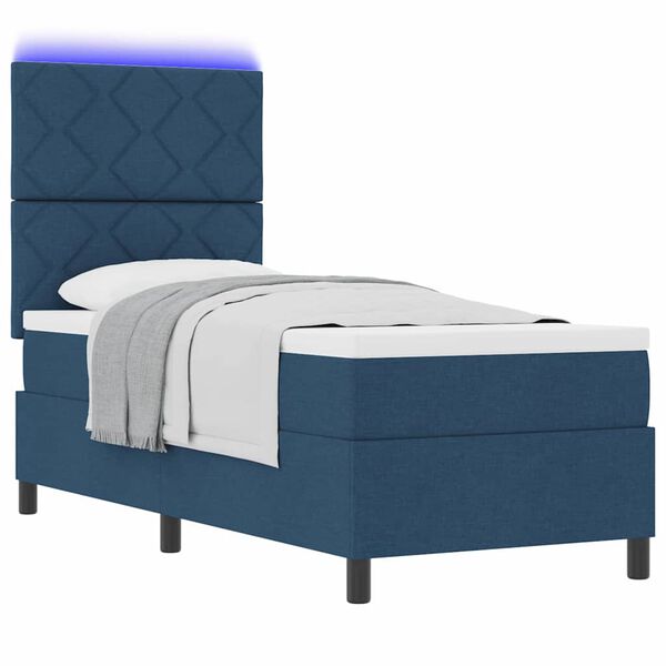 vidaXL Boxspring bed met matras met LED Blauw 80 x 200 cm Stof