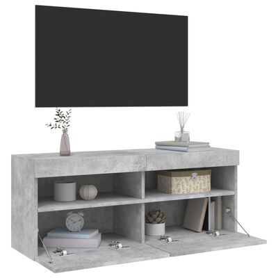 vidaXL Tv-wandmeubel met LED-verlichting 100x30x40 cm betongrijs