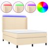 vidaXL Boxspring met matras en LED stof cr&egrave;mekleurig 140x190 cm