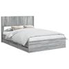 vidaXL Bedframe met opbergruimte en hoofdbord met lade Grijs sonoma