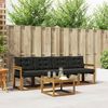 vidaXL Buiten bankenset met kussen 5 pcs Natuurlijk en Zwart