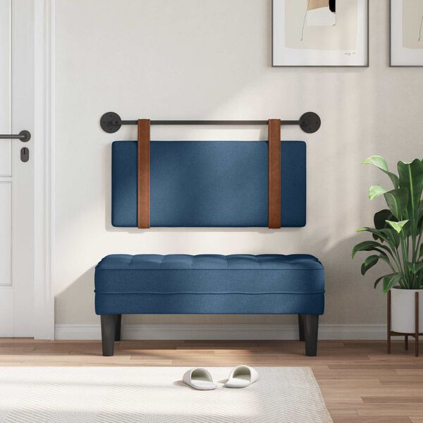 vidaXL Hangend Hoofdeinde Effen Blauw 90 x 55 x 5 cm Antiek PU