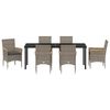 vidaXL Tuin eettafelset met kussen 7 pcs Grijs poly rattan