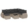 vidaXL 8-delige Loungeset met kussens poly rattan lichtgrijs