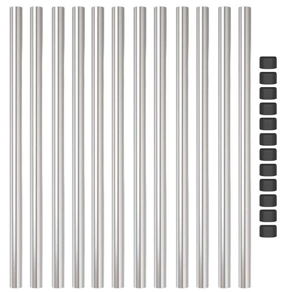 vidaXL Hekpalen 12 pcs Zilver 110 cm Poedergecoat staal