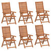 vidaXL Verstelbare klapstoelen, 6 stuks, 56x72x107 cm, massief acaciahout.
