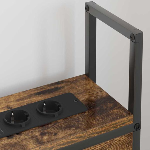 vidaXL Opberghoofdbord met Oplaadstation Gerookt eiken 93 x 15 x 98 cm