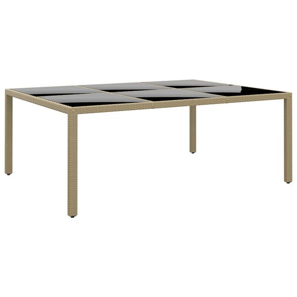 vidaXL Tuintafel 200x150x75 cm gehard glas en poly rattan beige