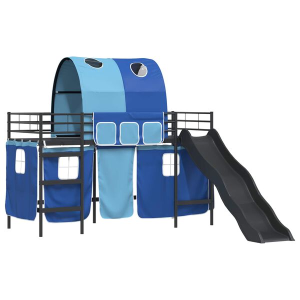 vidaXL Loftbed voor Kids Zwart en Blauw 99,5 x 190 cm Metaal