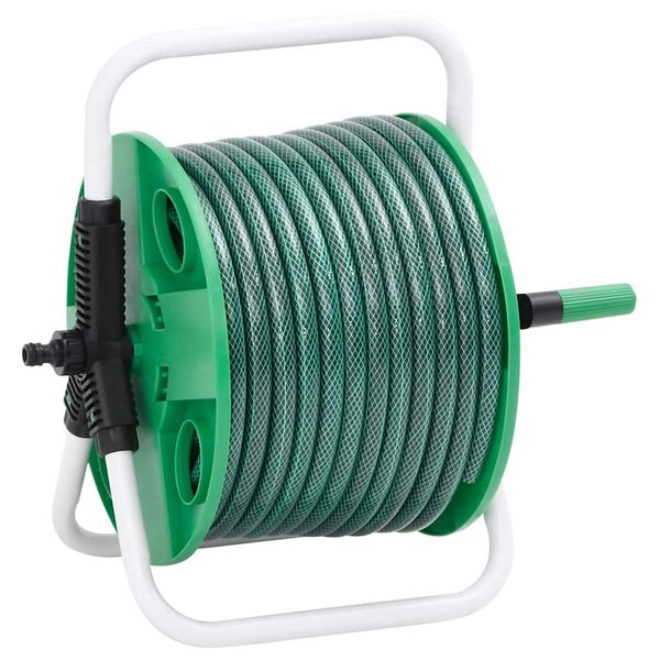 vidaXL Slanghaspel met slangkoppelset 0,5" 20 m vrijstaand PVC groen