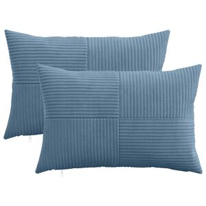 vidaXL Kussensloop 2 pcs ALMELO Blauw 30 x 50 cm corduroy