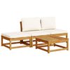 vidaXL 4-delige Loungeset met kussens massief acaciahout