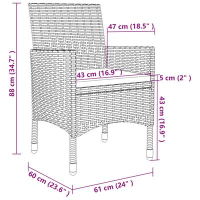 vidaXL 7-delige Tuinset met kussens poly rattan en glas