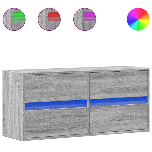 vidaXL Tv-wandmeubel met LED-verlichting 100x31x45 cm grijs sonoma