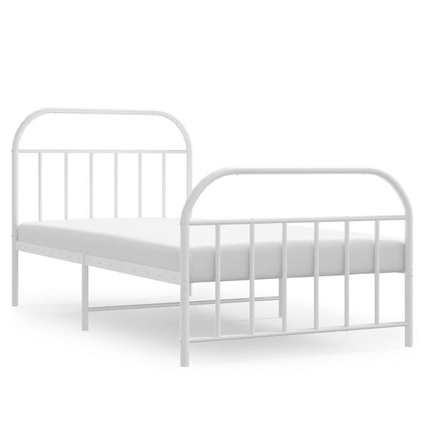 vidaXL Bedframe met hoofd- en voeteneinde metaal wit 100x200 cm