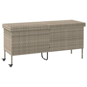 vidaXL Tuinbox met wielen 160x55x75 cm poly rattan lichtgrijs