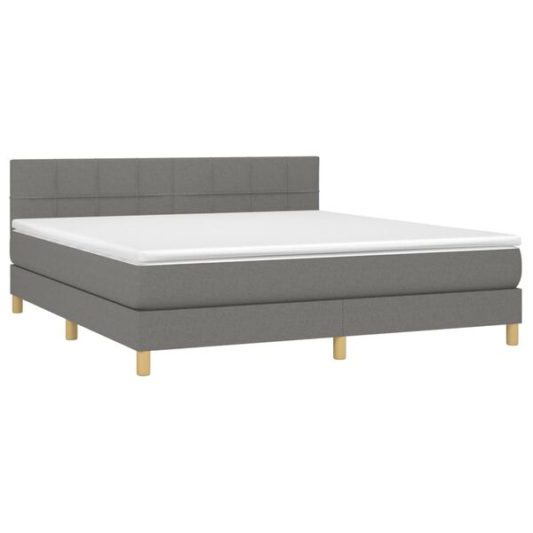 vidaXL Boxspring met matras en LED stof donkergrijs 160x200 cm