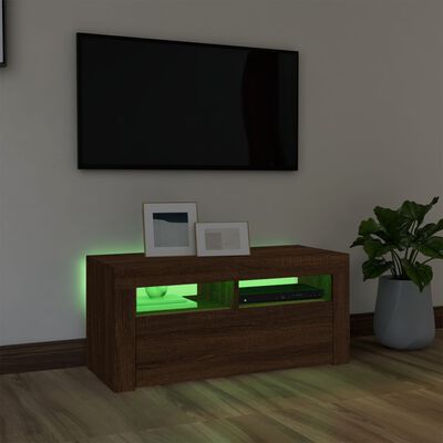 vidaXL Tv-meubel met LED-verlichting 90x35x40 cm bruin eikenkleur