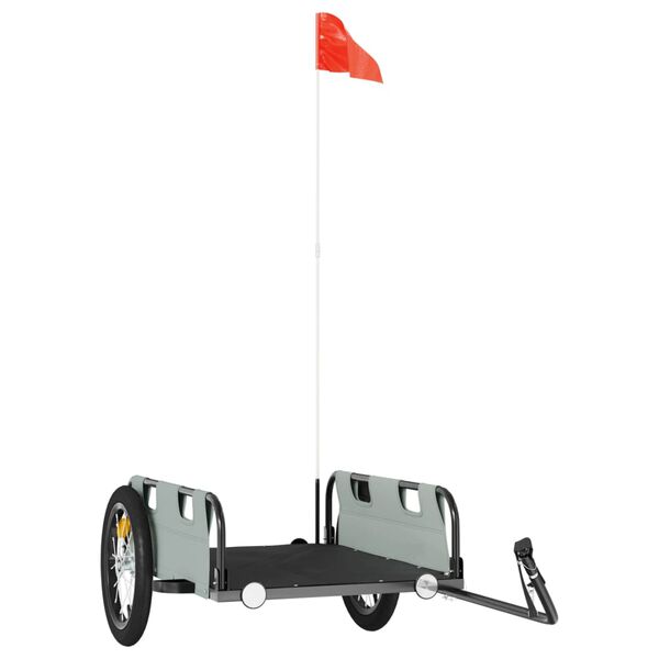 vidaXL Fietstrailer oxford stof en ijzer grijs