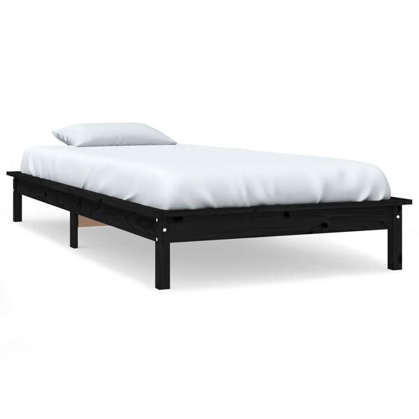 vidaXL Bedframe massief grenenhout zwart 100x200 cm