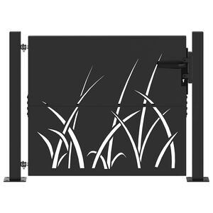 vidaXL Tuinpoort 110 x 105 cm Poedergecoat staal Zwart Vergrendelbaar