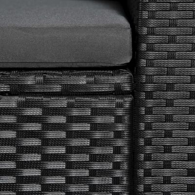 vidaXL 3-delige Loungeset poly rattan zwart en grijs