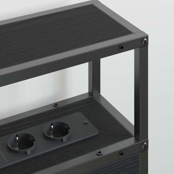 vidaXL Opberghoofdbord met plank Zwart eiken 160 cm Bewerkt hout