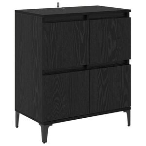 vidaXL Dressoir Zwart Eiken 60 x 35 x 70 cm Gemonteerd hout en ijzer