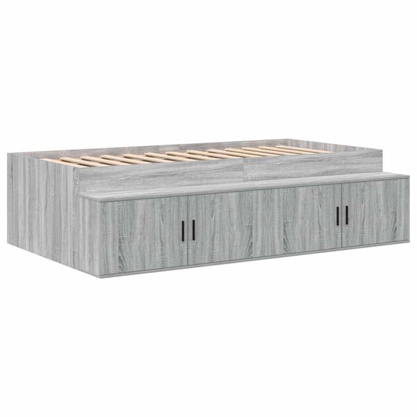 vidaXL Bedframe met lade Grijs Sonoma 90 x 190 cm Bewerkt hout