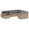 vidaXL 10-delige Loungeset met kussens poly rattan beige