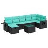 vidaXL 8-delige Loungeset met kussens poly rattan zwart