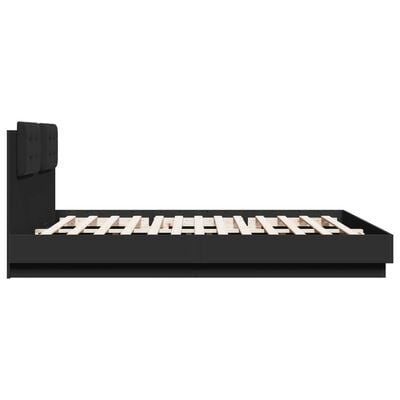vidaXL Bedframe met hoofdbord en LED-verlichting zwart 180x200 cm