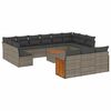 vidaXL 14-delige Loungeset met kussens poly rattan grijs