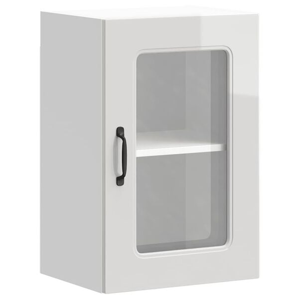 vidaXL Keukenbovenkast met glazen deur Kalmar bewerkt hout hoogglanswit